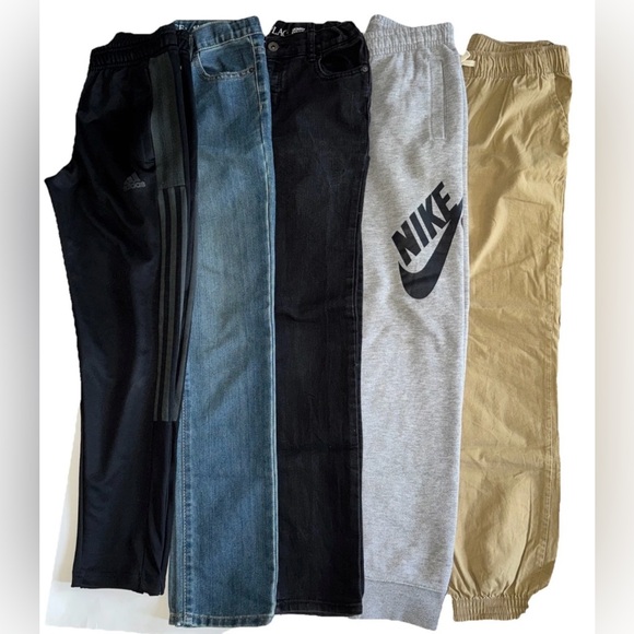Bundle Of Kids Jeans/Cargo/Joggers Size 12 W/adjustable Drawstring Waist - Picture 1 of 14